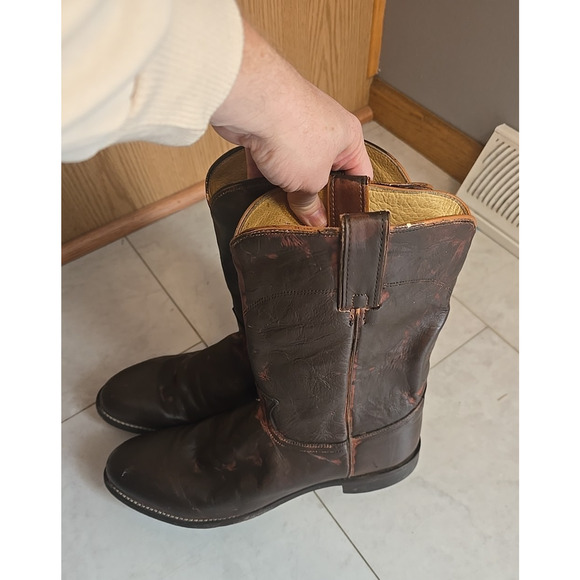 Justin Brown Leather‎ Classic Roper Rodeo Cowboy Western Boots Men\'s Size 11D main image 7